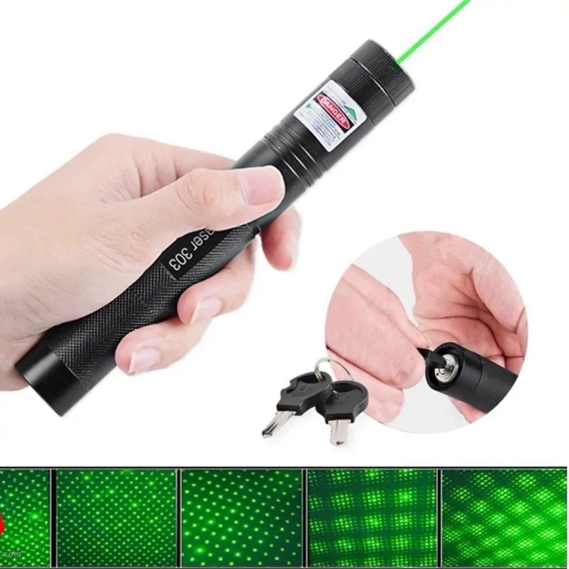 لیزر شارژی پوینتر سبز خطی دوربرد 10 کیلومتری،مدل Laser 303،دارای قفل امنیتی،مناسب برای جاده سازی،دریانوردی،کشتیرانی،و...