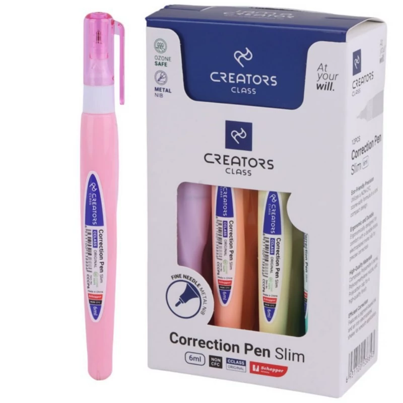 غلط گیر قلمی 6 میلی لیتری کریتورز کلاس مدل CCCP6 دارای طراحی باریک،دارای نوک فلزی،خشک شدن سریع،حرکت روان و آسان