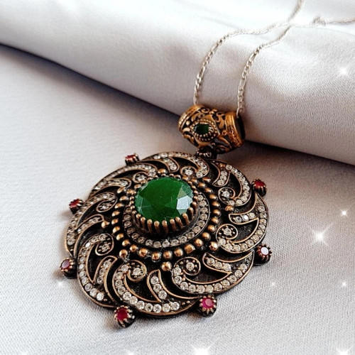 مدال نقره و برنج ترک طرح عثمانی نگین اصلی جید