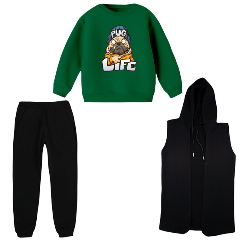 ست 3 تکه لباس راحتی بچگانه مدل سگ کد ۴