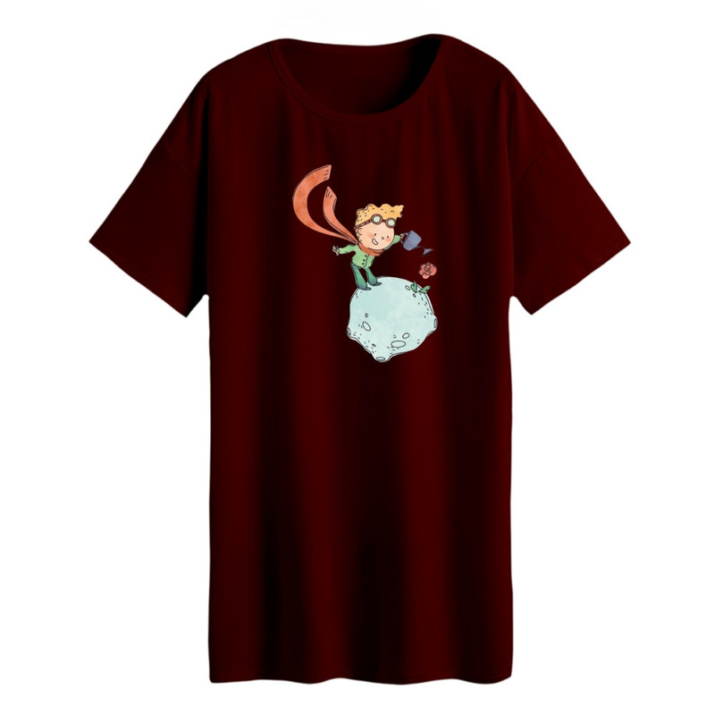 تی شرت لانگ زنانه مدل شازده کوچولو و گل