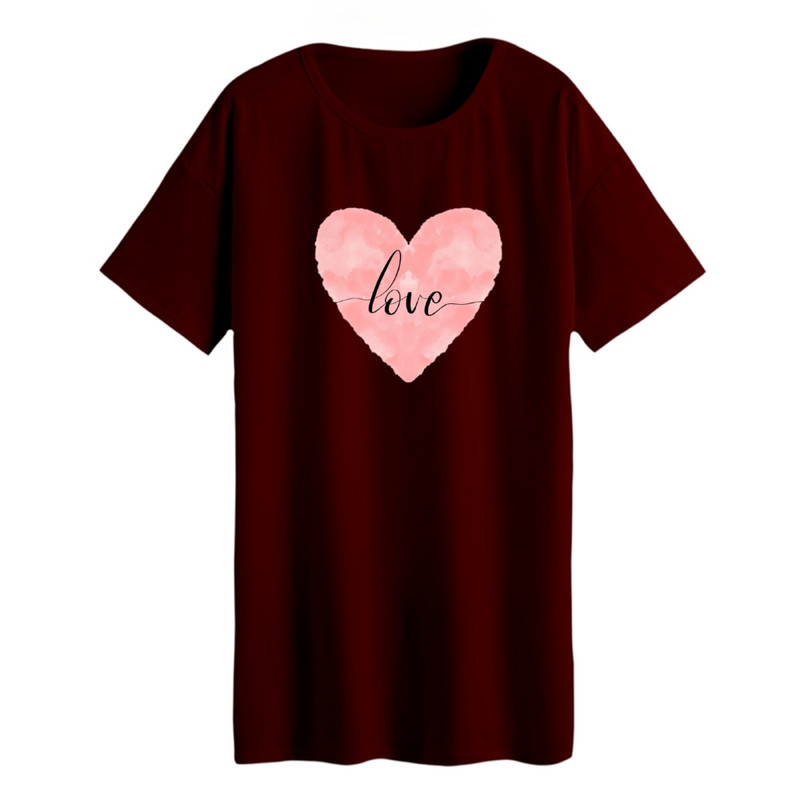تی شرت لانگ زنانه مدل قلب love