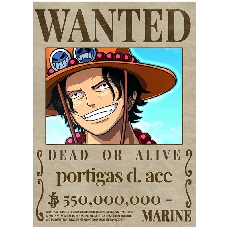 پوستر مدل تحت تعقیب انیمه وان پیس One piece طرح پرتگاس دی. ایس Ace کد 153