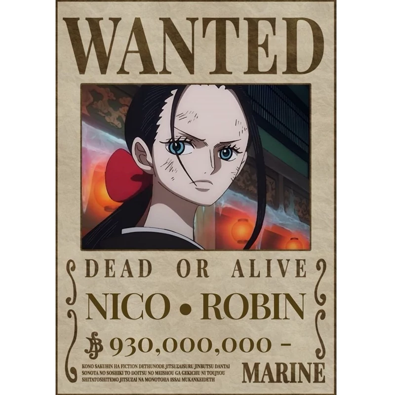 پوستر مدل تحت تعقیب انیمه وان پیس One piece طرح نیکو روبین Nico Robin کد 19