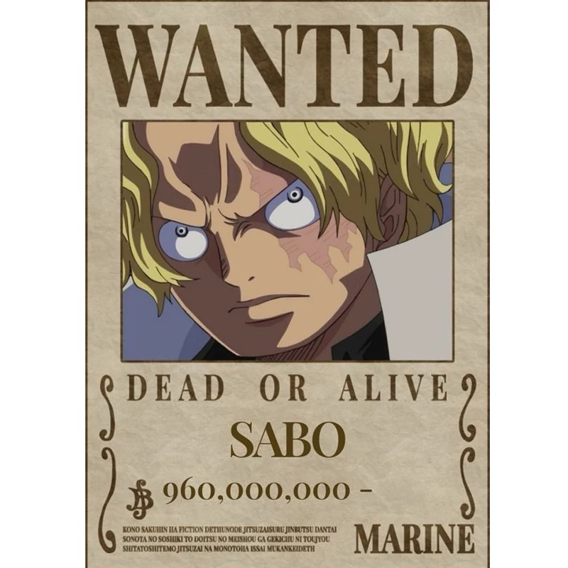 پوستر مدل تحت تعقیب انیمه وان پیس One piece طرح سابو Sabo کد 24