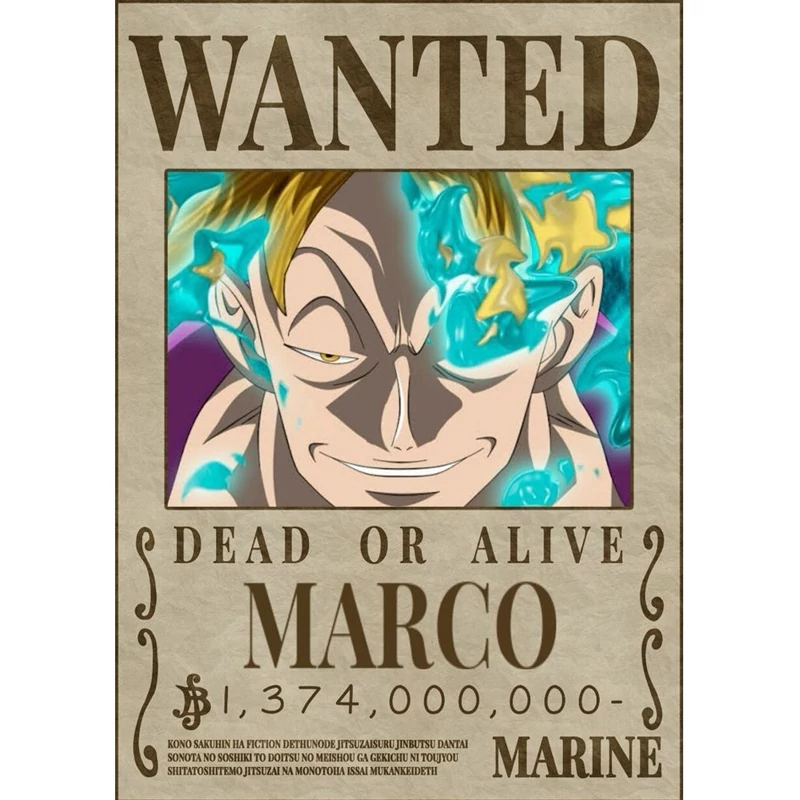 پوستر مدل تحت تعقیب انیمه وان پیس One piece  طرح مارکو Marco کد 1