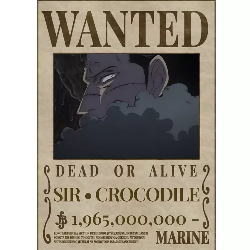 پوستر مدل تحت تعقیب انیمه وان پیس One piece  طرح کروکودایل Crocodile کد 25