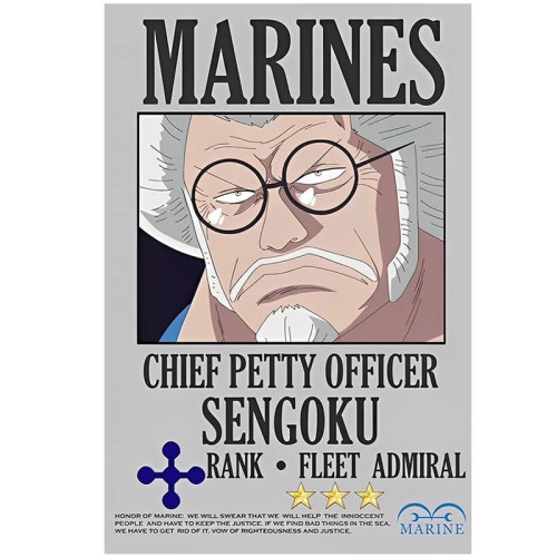 پوستر مدل ادمیرال نیروی دریایی انیمه وان پیس One piece طرح سنگوکو Sengoku کد 74