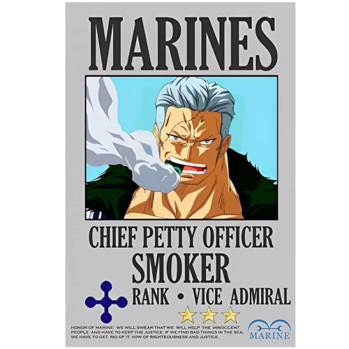 پوستر مدل ادمیرال نیروی دریایی انیمه وان پیس One piece طرح اسموکر Smoker کد 73