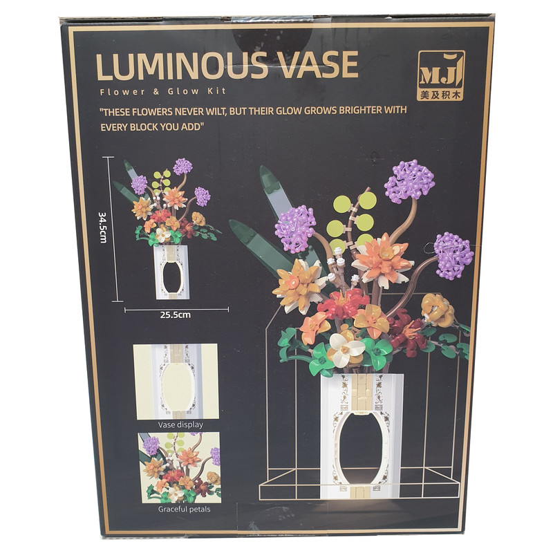 ساختنی 890 تکه مدل گل و گلدان چراغ دار طرح LUMINOUS VASE کد 13037