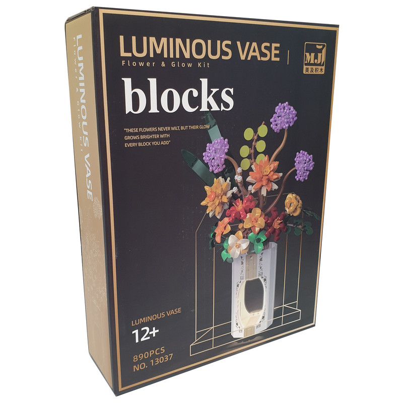 ساختنی 890 تکه مدل گل و گلدان چراغ دار طرح LUMINOUS VASE کد 13037