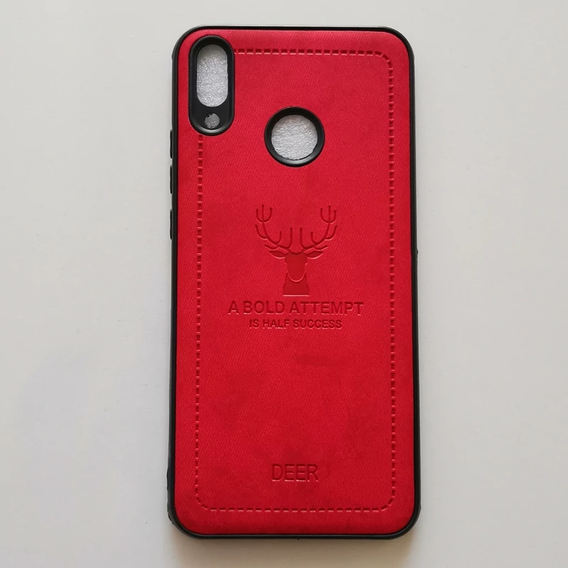 قاب ژله ای طرح پارچه ای درجه یک DEER قرمز مناسب گوشی هوآوی Y9 2019 یا JKM-LX1