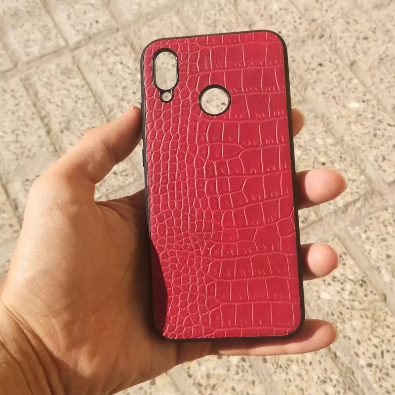 قاب چرمی پوست ماری محکم قرمز گوشی هوآوی Nova 3e و P20 lite