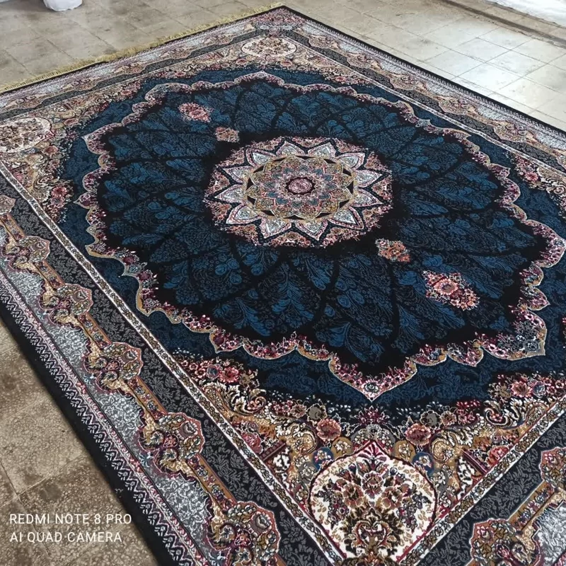فرش ماشینی 6متری کاشان نقشه شیدا سرمه ایی(ارسال رایگان)