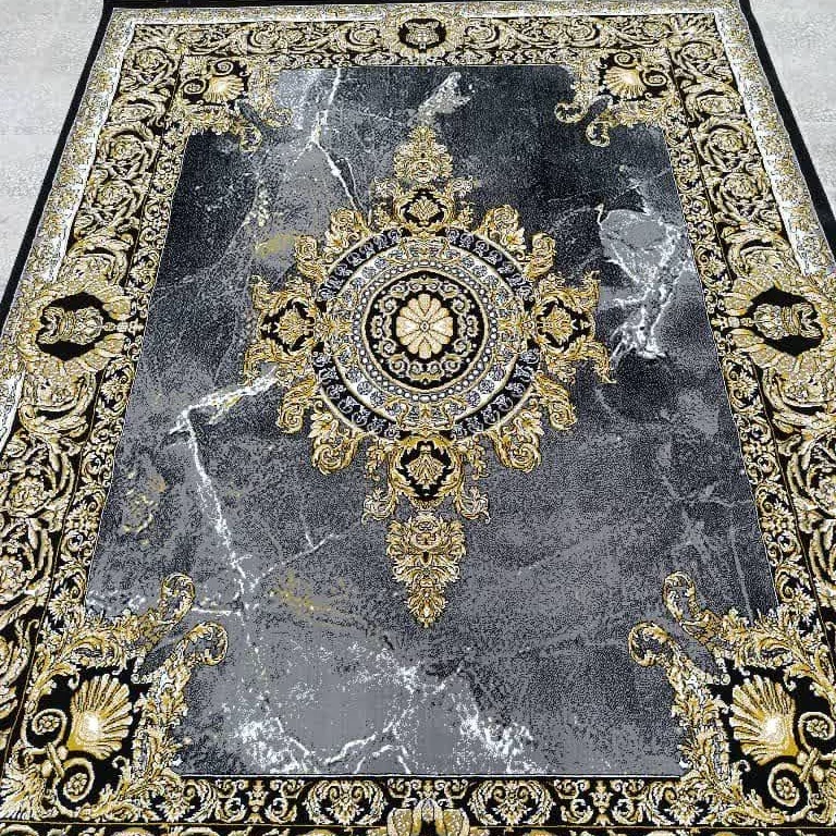 فرش ماشینی 12متری کاشان نقشه ژیوا مشکی(ارسال رایگان)