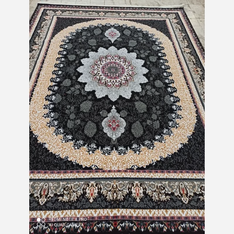 فرش ماشینی 6متری جدید کاشان نقشه سیتا سرمه ایی(ارسال رایگان)
