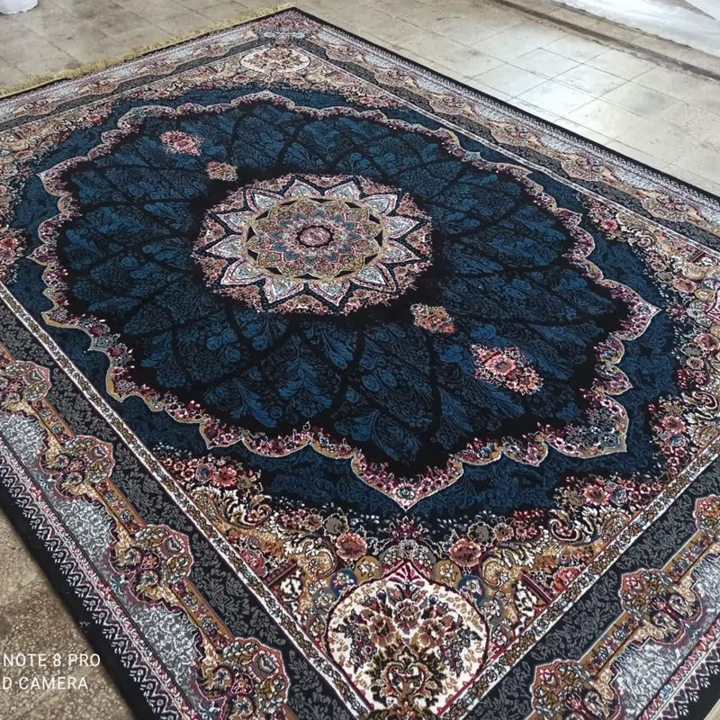 فرش ماشینی 9متری کاشان تراکم 700 نقشه شیدا سرمه ایی (ارسال رایگان)