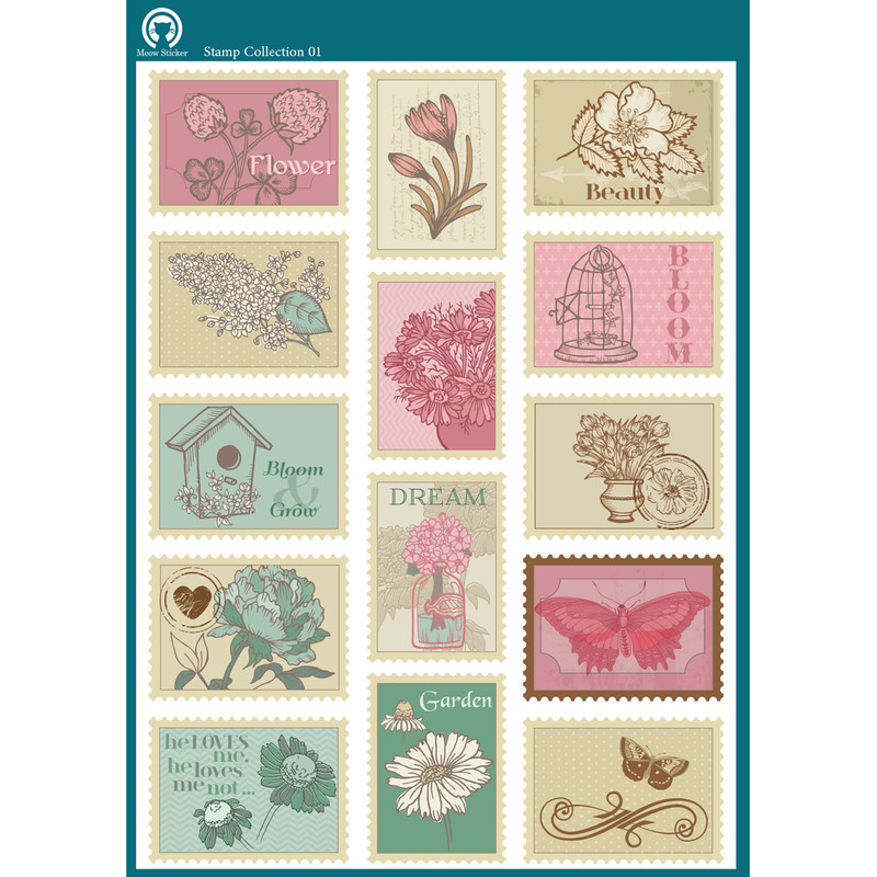 برچسب میو استیکر مدل تمبر وینتیج قدیمی آنتیک کد Stamp01