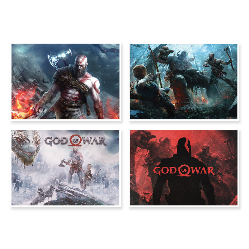 پوستر طرح God Of War 4 کد A-1452 مجموعه 4 عددی