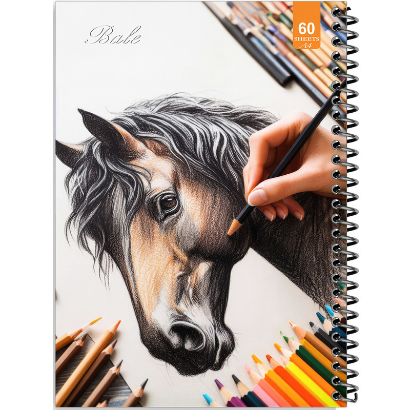 دفتر نقاشی 60 برگ انتشارات بله طرح فانتزی طراحی اسب کد A4-O188