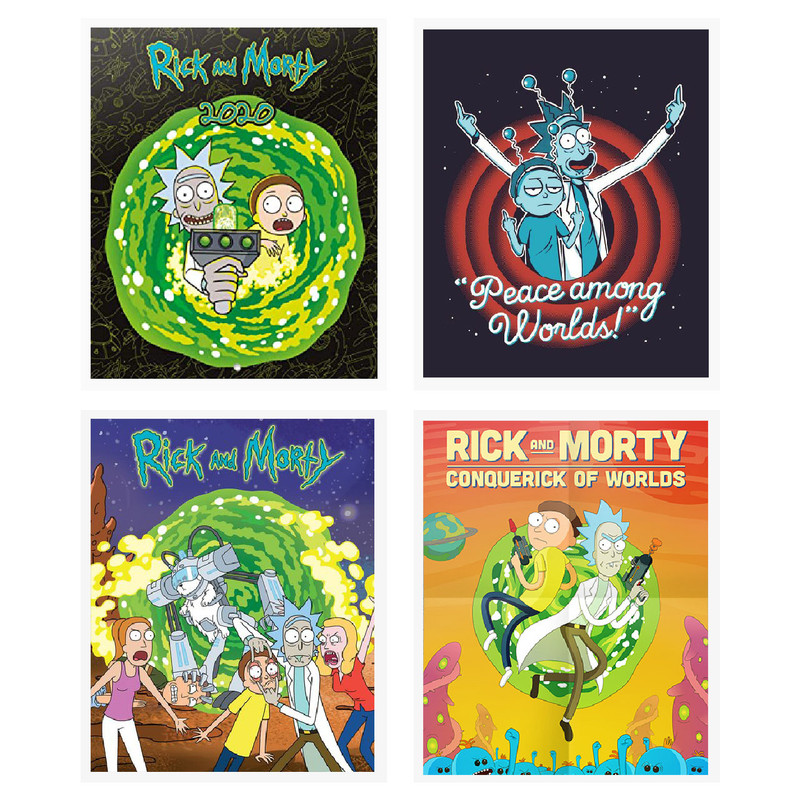 آویز تزیینی طرح Rick&Morty مدل R1 مجموعه 4 عددی