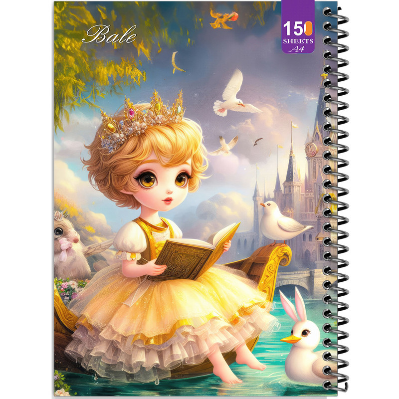 دفتر نقاشی 150 برگ انتشارات  بله مدل رحلی طرح فانتزی دختر و پرنده ها کد A4-P67