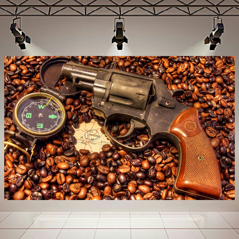 پوستر طرح قهوه مدل اسلحه و قطب نما کد AGC1890