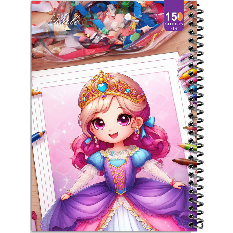 دفتر نقاشی 150 برگ  انتشارات بله مدل رحلی طرح فانتزی دخترانه طراحی کد A4-P339