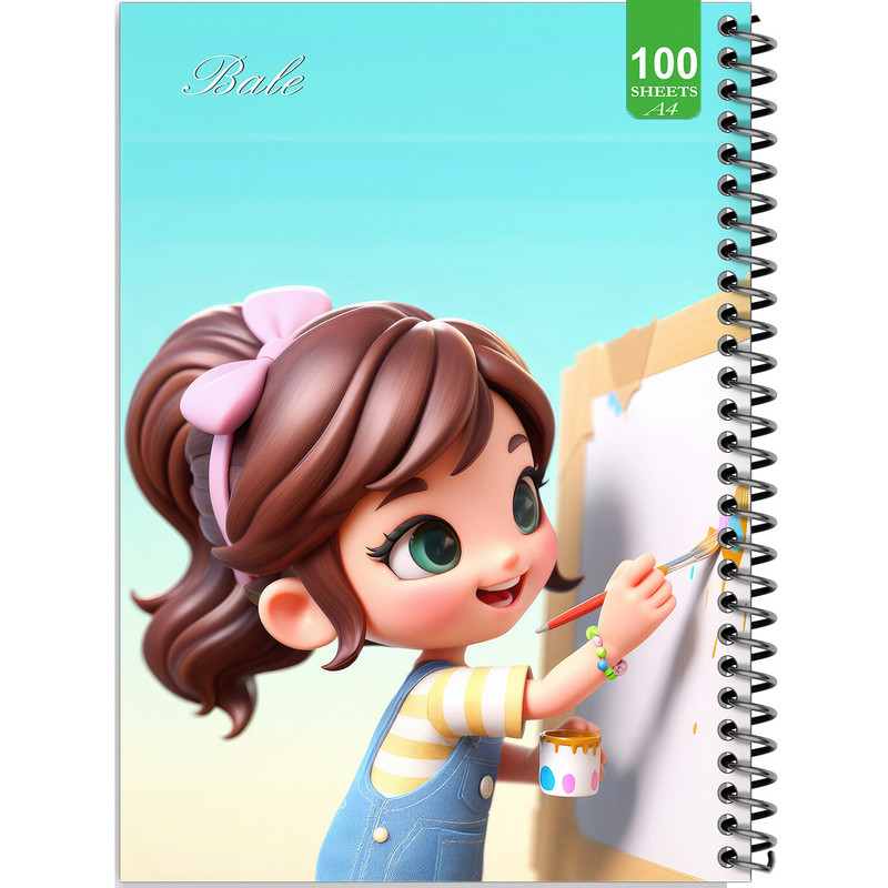 دفتر نقاشی 100 برگ بله مدل رحلی طرح فانتزی دخترانه طراحی کد A4-N341