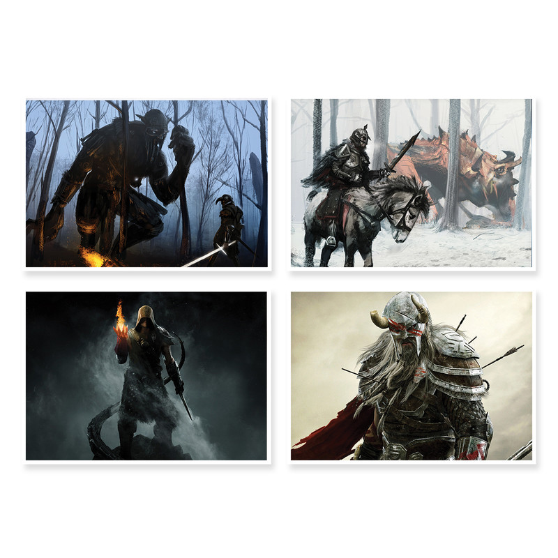پوستر طرح بازی Skyrim کد A-1673 مجموعه 4 عددی