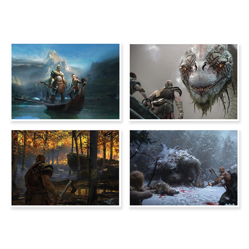 پوستر طرح God Of War 4 کد A-1454 مجموعه 4 عددی