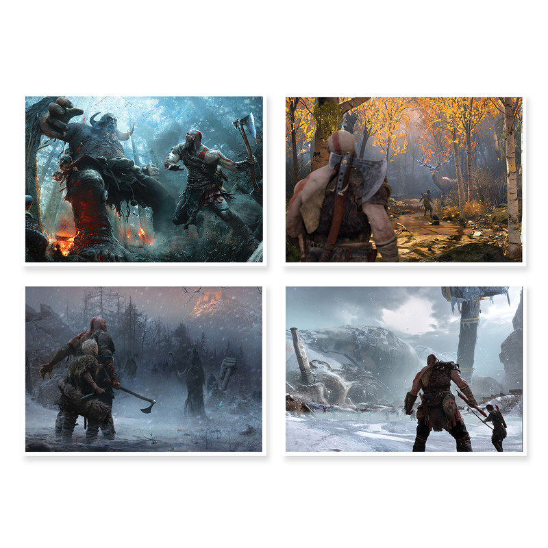 پوستر طرح God Of War 4 کد A-1457 مجموعه 4 عددی