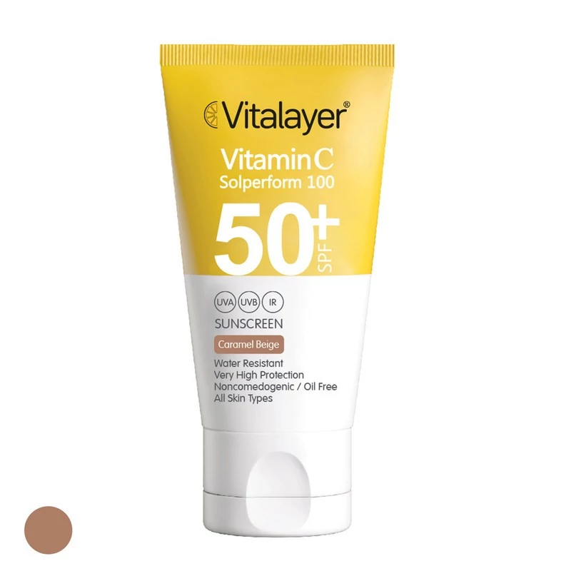 کرم ضد آفتاب رنگی ویتالیر، SPF 50، مدل CB، ‌مناسب انواع پوست‌ با تنالیته متوسط و حجم 40 میلی‌لیتر، ضد آب، مرطوب‌کننده، غ