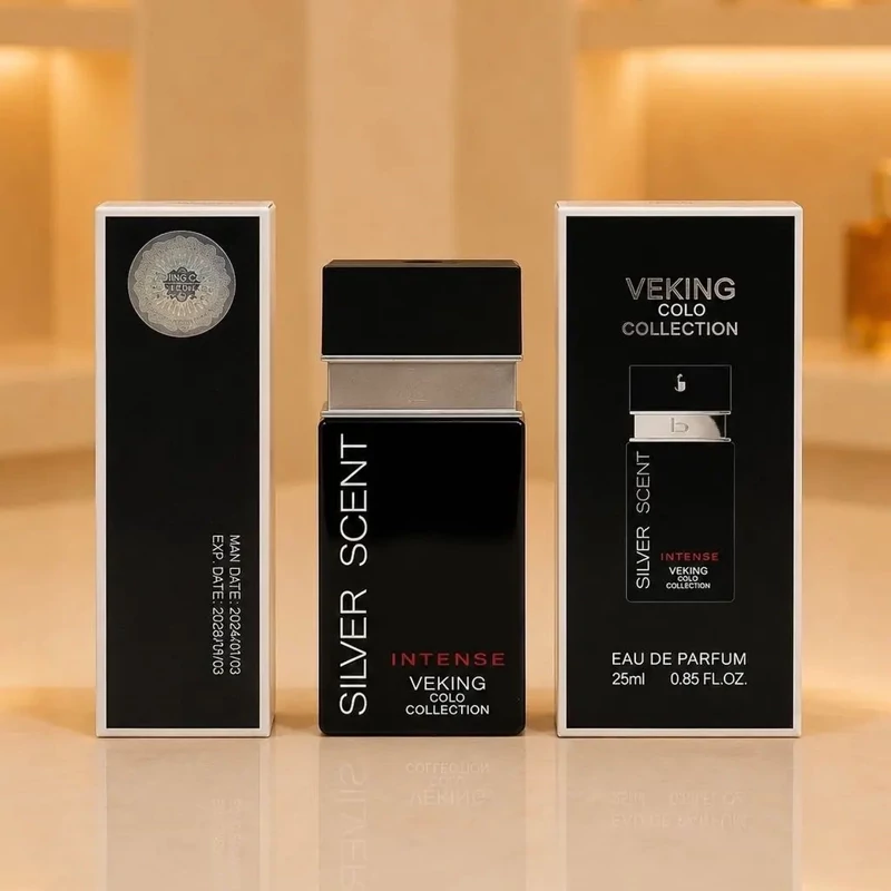 عطر جیبی مردانه ویکینگ کولو کالکشن مدل سیلورسنت (هولوگرام دار شرکتی) با رایحه گرم و تلخ حجم 25 میلی لیتر (تخفیف ویژه)