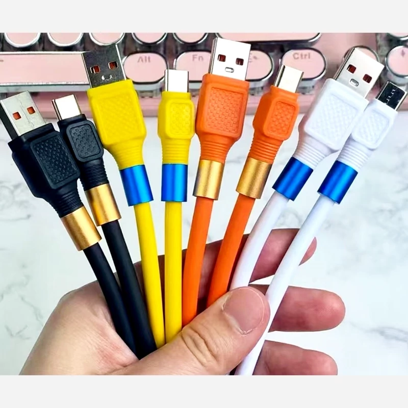 کابل شارژ اورجینال فست شارژ Type-C (120 وات 6 آمپر) مدل D100،با قابلیت انتقال دیتا،دارای روکش سیلیکونی،جنس کانکتور فلزی
