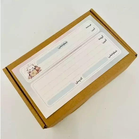 لیبل پستی (فرستنده و گیرنده) مدل چسب دار،دارای تم آبی آسمانی و طرح عروسکی (لیبل چسبدار آدرس طرح عروسکی) بسته 1 عددی