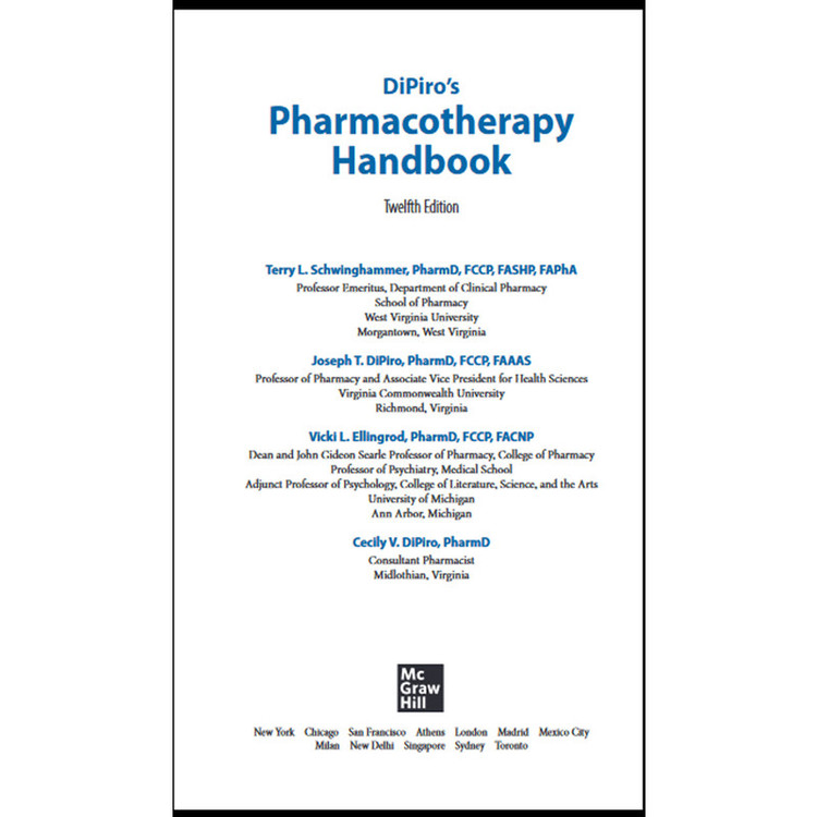 کتاب DiPiro’s Pharmacotherapy Handbook 12th Edition 2023 اثر Joseph Dipiro انتشارات مک گراهیل