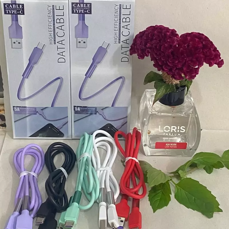 کابل شارژ اورجینال فست شارژ تایپ سی (5 آمپر) برند Fantom سر سوکت یاسی،امکان انتقال اطلاعات،دارای روکش سیلیکونی