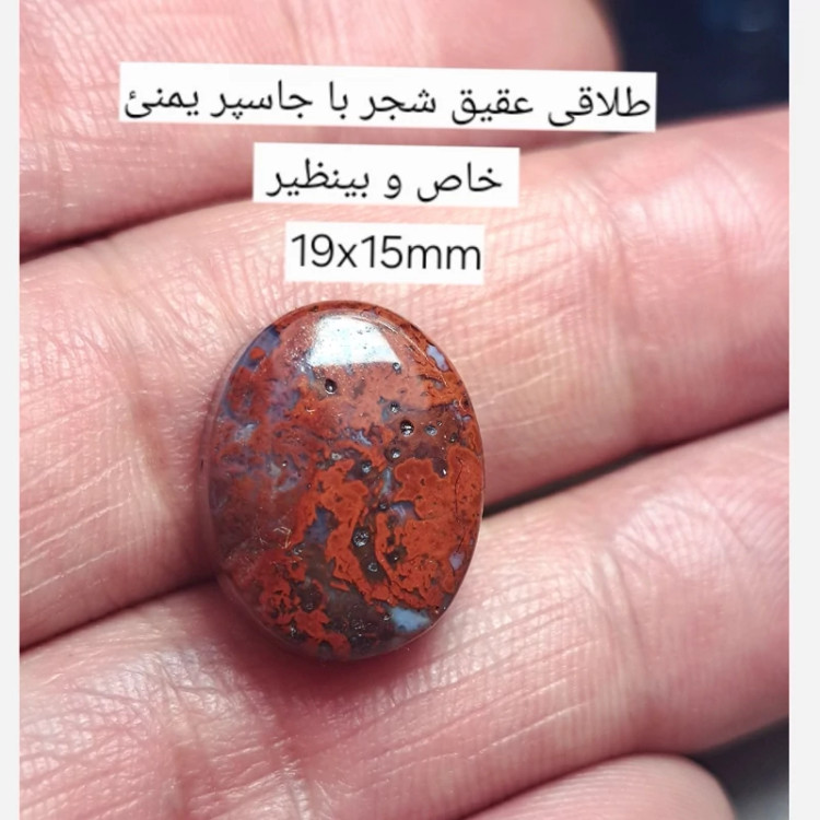 طلاقی عقیق شجر با جاسپر یمنی سرخ A42 عقیق خزه ای سرخ نگین عقیق شجر دریایی نگین جاسپر دریایی نگین سنگ انگشتر در نیناس جم