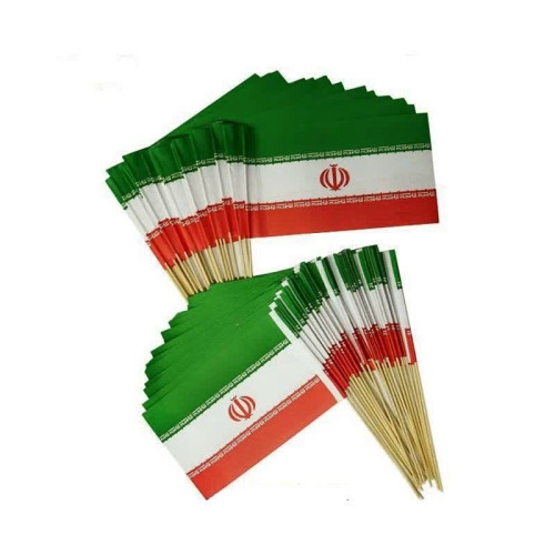 پرچم دستی طرح ایران جنس کاغذی بسته 50 عددی مناسب جشن های مدارس و مراسمات فرهنگی دهه فجر