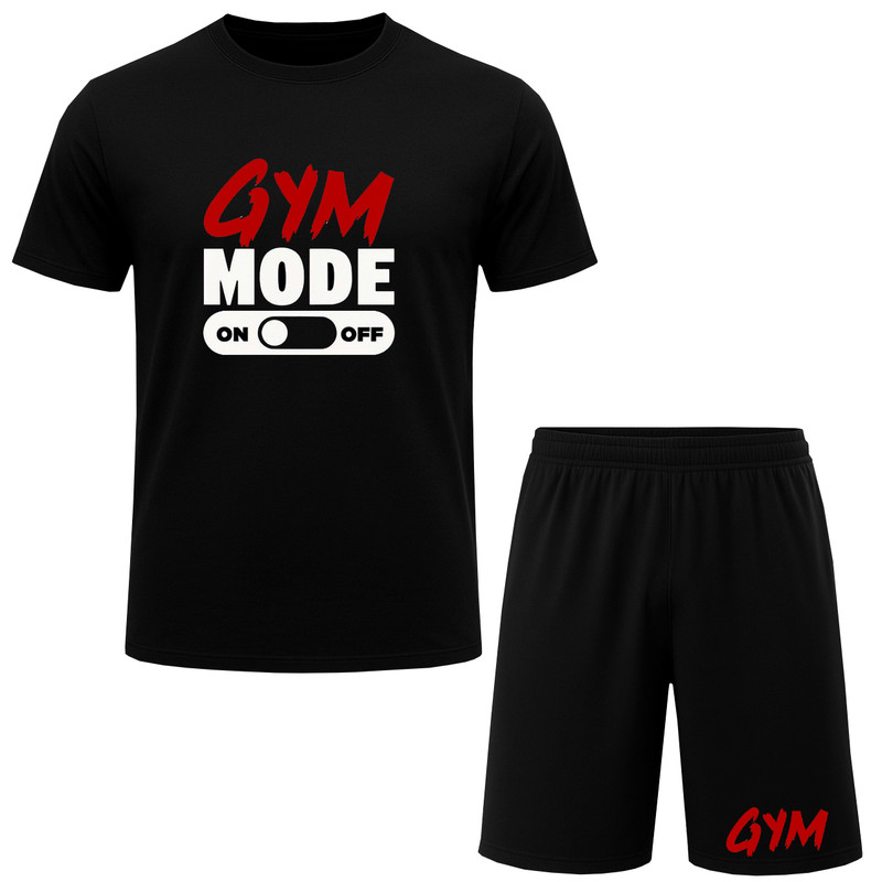 ست تیشرت آستین کوتاه و شلوارک راحتی مردانه مدل A197 طرح GYM