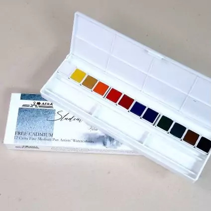 ابرنگ طراحی بسته 12 رنگ مدل افرا آبرنگ حرفه ای