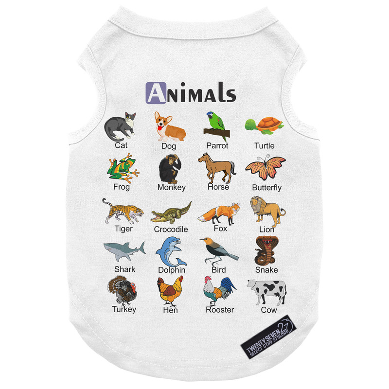لباس سگ و گربه 27 طرح Learning English Animals کد MH1598 سایز XL