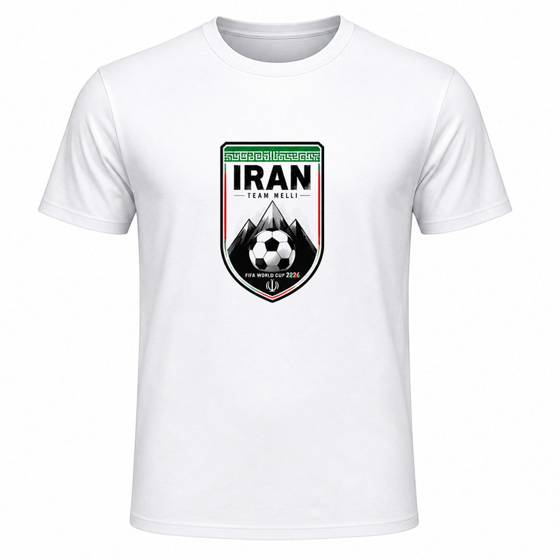 تیشرت آستین کوتاه یقه گرد مردانه مدل A14 طرح جام جهانی 2026 ایران