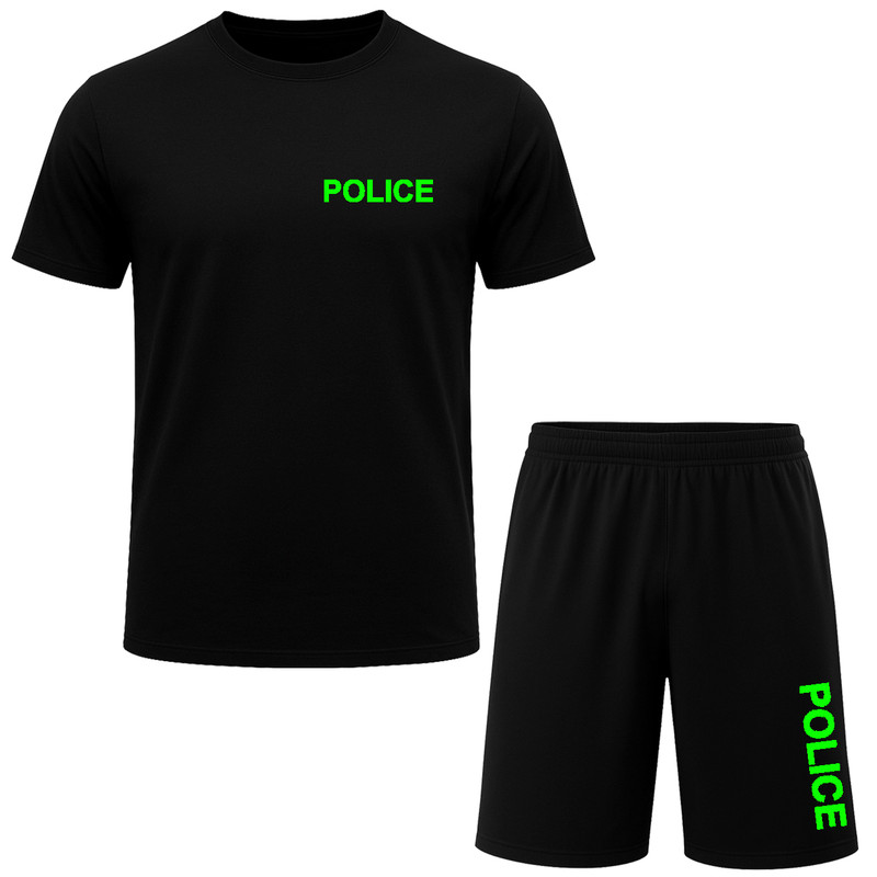 ست تیشرت آستین کوتاه و شلوارک راحتی مردانه مدل A36 طرح POLICE