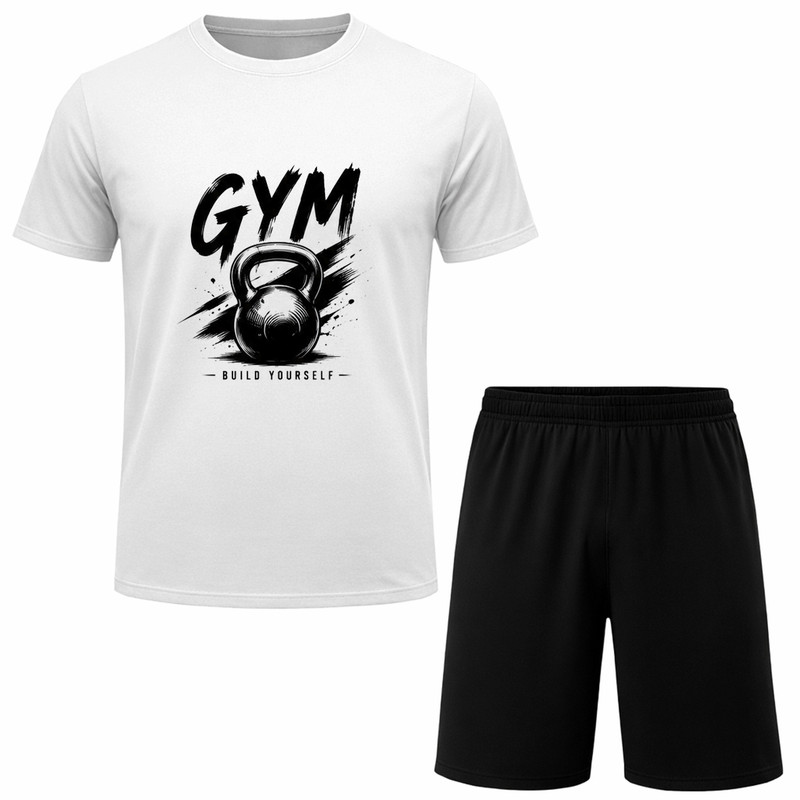 ست تیشرت آستین کوتاه و شلوارک راحتی مردانه مدل GYM A165