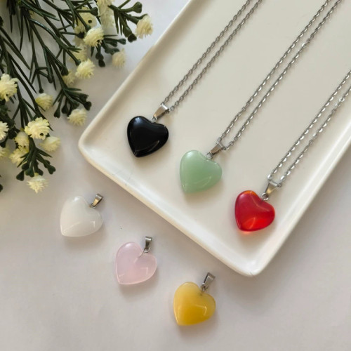 گردنبند طرح قلب سنگی (فروش بصورت یک عدد گردنبند)
