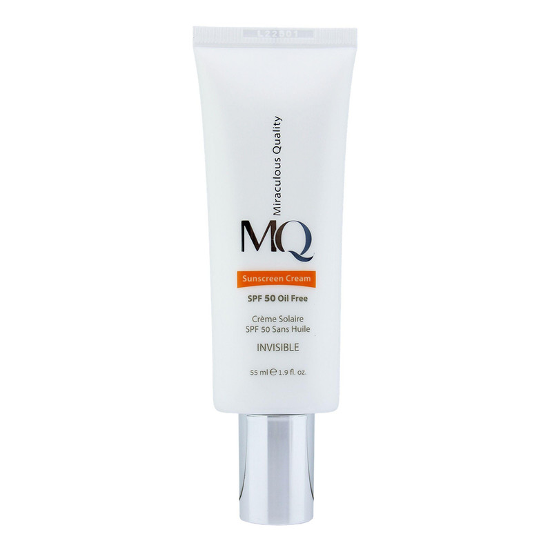 کرم ضدآفتاب بیرنگ ام کیو SPF50 مدل INVISIBLE، مناسب پوستهای چرب، حجم 55 میلیلیتر