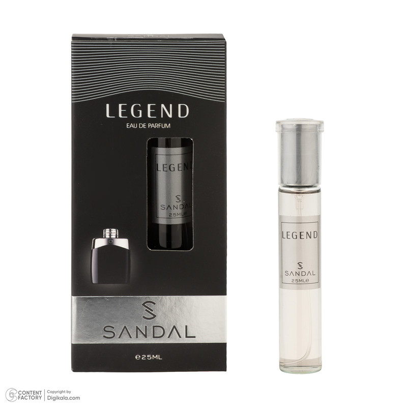 عطر جیبی مردانه صندل مدل LEGEND با رایحه شیرین، خنک حجم 25 میلیلیتر