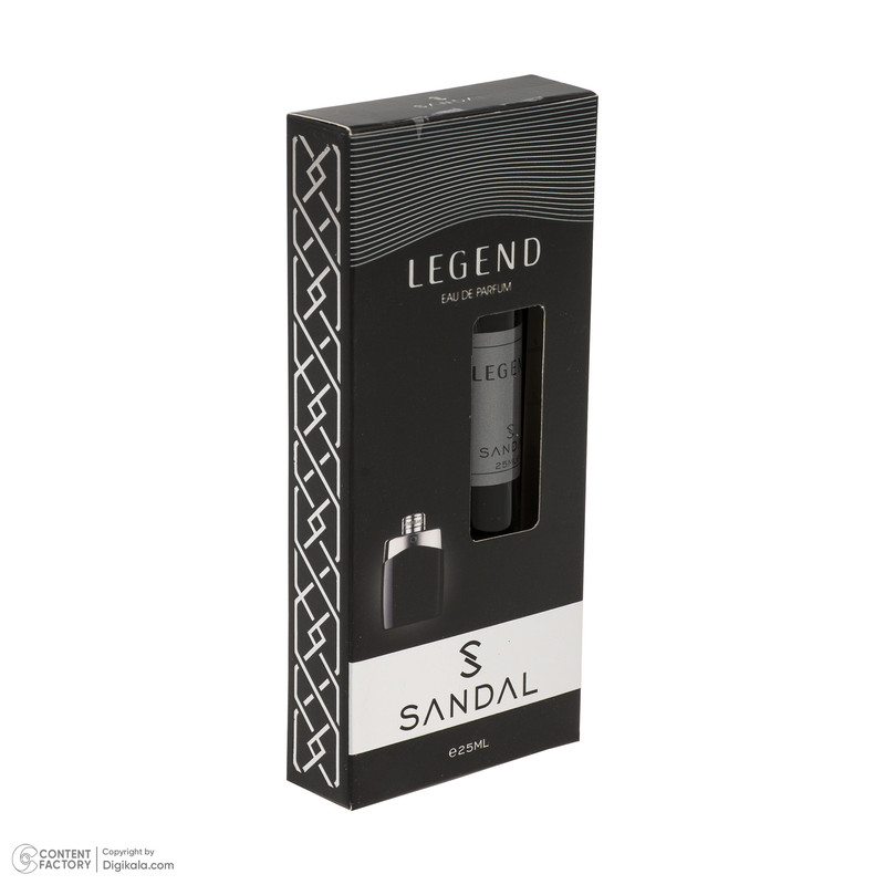 عطر جیبی مردانه صندل مدل LEGEND با رایحه شیرین، خنک حجم 25 میلیلیتر